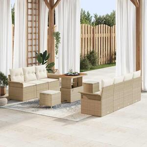 Maison Exclusive - Záhradný nábytok s vankúmi 10 ks Béový Poly-rattan