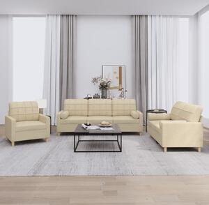 Maison Exclusive – 3-dielna sedacia súprava s vankúmi, krémová látka