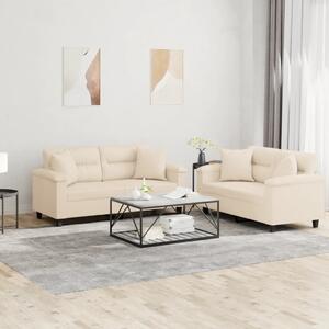 Maison Exclusive – 2-dielna sedacia súprava s vankúšmi, béžová mikrovlákna