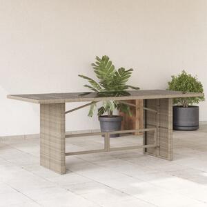 Maison Exclusive - Záhradný stôl so sklenenou doskou Svetloedý 190x80x74 cm Poly ratan