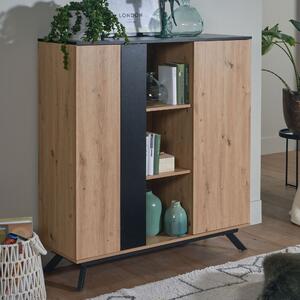 Príborník 110x125x40 cm mdf príborník v dekore dub / čierna | Wohnling