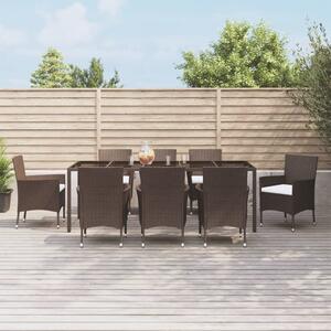 Maison Exclusive – 9-dielna záhradná jedálenská súprava s vankúmi, hnedá, polyratan