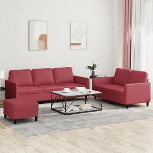 Maison Exclusive – 3-dielna sedacia súprava s vankúmi, vínovoervená umelá koa