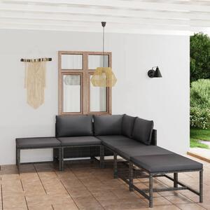 Maison Exclusive – 6-dielna záhradná súprava s vankúmi Poly Rattan Grey