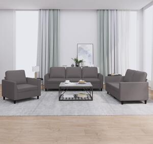 Maison Exclusive – 3-dielna sedacia súprava s vankúmi, sivá umelá koa