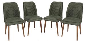 Kalune Design Súprava 4 ks jedálenských stoličiek Dallas olivovo zelená/orech