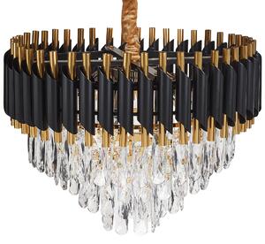 Luster zlatá čierna železný závesná lampa s krištáľmi glamour štýl obývacia izba