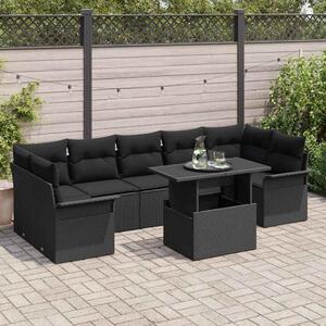 Maison Exclusive - Záhradný set pohoviek s vankúmi 8 ks ierny Poly Rattan
