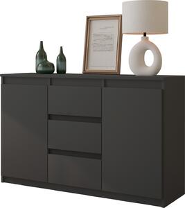 FURNICA - MIKEL - Komoda s 3 zásuvkami a 2 dvierkami - antracitovo sivá V75cm Š120cm H35cm