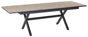 Rozkladací záhradný jedálenský stôl grafitová sivá svetlé drevo hliník 184/242 x 76 cm moderný štýl záhrada exteriér