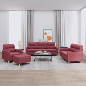 Maison Exclusive – 4-dielna sedacia súprava s vankúmi, vínovoervená látka