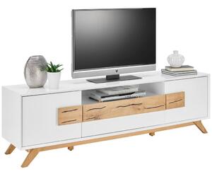 TV DIEL, dub, biela, farby duba, 178/53,6/40 cm Xora - TV nábytok