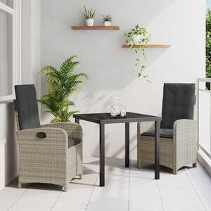 Maison Exclusive - Záhradná jedálenská súprava s vankúmi 3 ks Svetloedá Poly-rattan