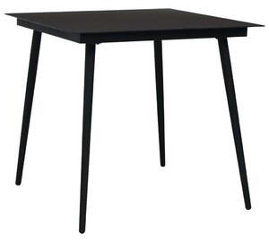 Maison Exclusive – Záhradný jedálenský stôl, ierny, 80 x 80 x 74 cm, oce a sklo