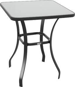 Outsunny Záhradný sklenený stôl Bistro stôl Balkónové tvrdené sklo + kov 68,5 x 68,5 cm ierna 84B-035