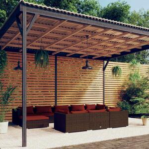 Maison Exclusive – 10-dielna záhradná súprava s vankúšmi, hnedá, z polyrotangu