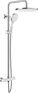 Sprchový systém Rainsworth s termostatom, okrúhla sprcha ABS 30 cm, 3 režimy prúdu, sprchová súprava 92-126 cm, chróm