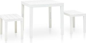 Maison Exclusive - Záhradný stôl s 2 lavicami, plast, biely