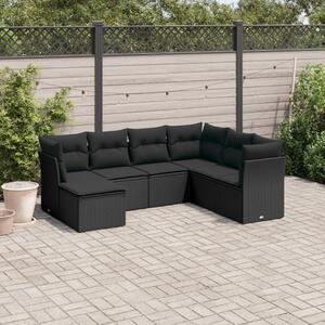 Maison Exclusive - 7-dielna záhradná súprava pohoviek s vankúšmi čierna polyratan