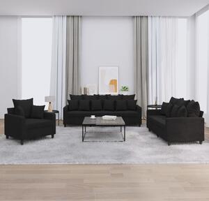 Maison Exclusive – 3-dielna sedacia súprava s vankúšmi, čierny zamat