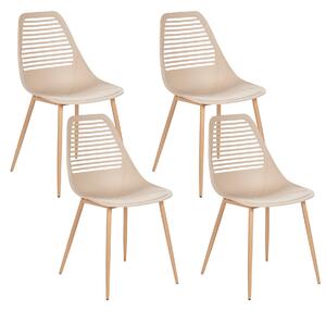 Sada 4 jedálenských stoličiek béžová sedadlo zo syntetiky kovové nohy moderný minimalistický štýl kuchyňa jedáleň
