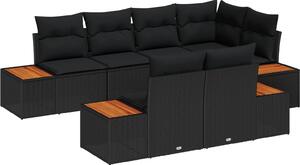 Maison Exclusive - Záhradná súprava s vankúmi 7 ks ierna Poly-rattan