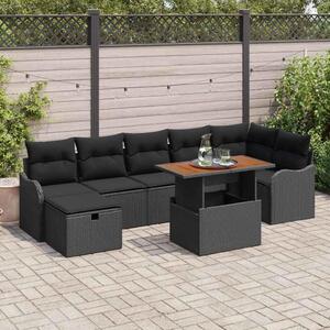 Maison Exclusive - Záhradný nábytok s vankúmi 8 ks ierny Poly-rattan