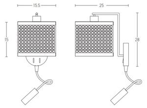 Zambelis 20355 - LED Nástenná lampa 1xE27/40W + LED/3W/230V ratan