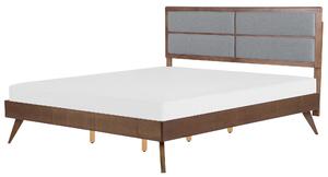 Posteľ sivá tmavý jaseň MDF 180 x 200 cm rám postele s čalúneným čelom lamelový rošt moderný tradičný štýl spálňa