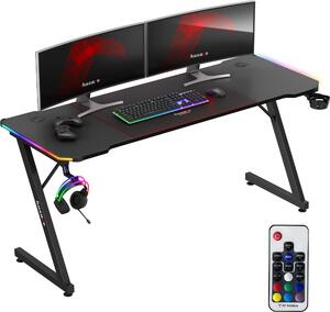 Huzaro Hero 4.8 RGB | LED herný PC stôl | vrátane podloky pod my | driak na slúchadlá | organizér káblov | 160x60cm | ierna