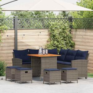 Maison Exclusive – 6-dielna záhradná sedacia súprava v tvare L s vankúšmi, sivá, z polyrotangu