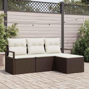 Maison Exclusive - Sedacia súprava 4 ks Braun Poly-Rattan