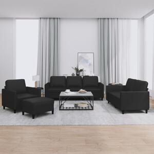Maison Exclusive – 4-dielna sedacia súprava s vankúmi, ierna umelá koa