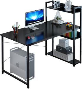 Rebiko Počítačový stôl, široký stôl, Čierna , písací stôl s knihovňou, LOFT, stôl pre tínedžera