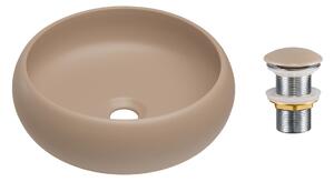 Comad Súprava keramického umývadla s výpusťou WIKI 36 cm cappuccino
