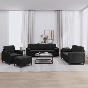 Maison Exclusive – 4-dielna sedacia súprava s vankúmi, ierny zamat
