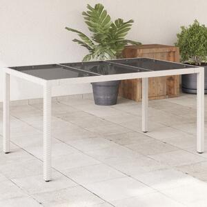 Maison Exclusive - Záhradný stôl so sklenenou doskou Biela 150x90x75 cm Poly ratan