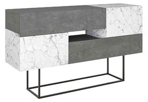 Luxusný konzolový stolík LUCIA, retro sivá/biely Carrara