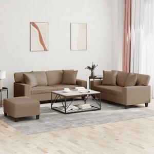 Maison Exclusive – 3-dielna sedacia súprava s vankúšmi v odtieni cappuccino-hnedá z umelej kože