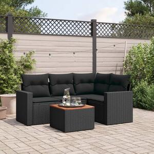 Maison Exclusive - 5-dielna záhradná súprava pohoviek s vankúmi ierna polyratan
