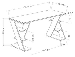 Písací stôl AURA, biely / antracit