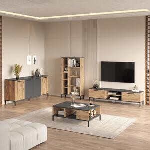 Kalune Design Súprava nábytku do obývacej izby RI6 borovica Atlantic/antracit