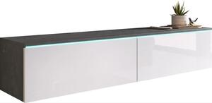 Nízka komoda s LED, antracitová, biela s vysokým leskom, 140/30/33 cm P & B - Online Only drobný nábytok, Online Only