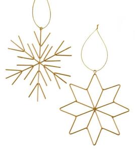Sada 2 ks vianočných ozdôb GOLDEN SNOW kovové 11,5 cm, zlatá