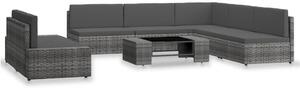 Maison Exclusive – 7-dielna záhradná súprava v týle lounge z polyrotangu, sivá