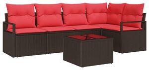 Maison Exclusive - Sedacia súprava 6 ks Braun Poly-Rattan