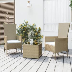 Maison Exclusive – 3-dielna záhradná súprava v béovej farbe z polyrotangu a ocele