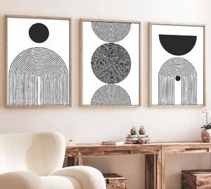 SADA 3x Obraz vo fotorámčeku 50x70 cm čierna/biela