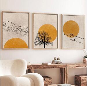 SADA 3x Obraz vo fotorámiku 50x70 cm béžová/žltá