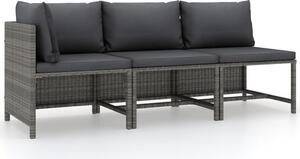 Maison Exclusive – 3-dielna záhradná súprava s vankúmi Poly Rattan Grey